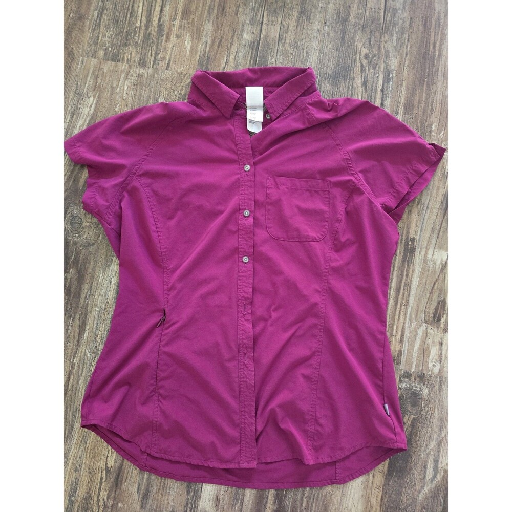 The North Face Women's Short Sleeve Button-Up Shirt Magenta Pink Size XL